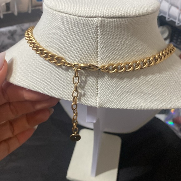 Stella & Dot |Coral Cay Chain Necklace Statement Orange Enamel Rhinestone - Picture 7 of 7